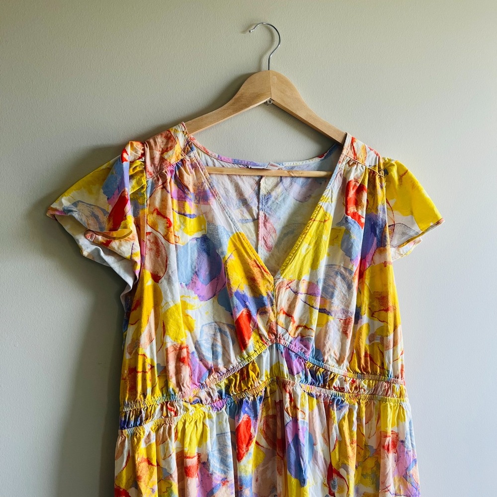 Ingrid & Isabel Maternity Size XXL Blue and Pink Floral Modern Maxi House Dress - Picture 2 of 10